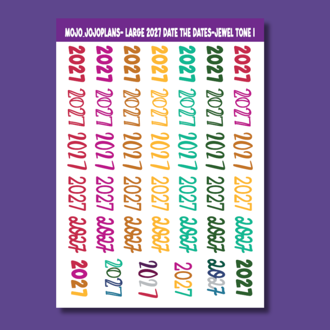 2027 Date the Dates Jewel Tone Sticker Sheet