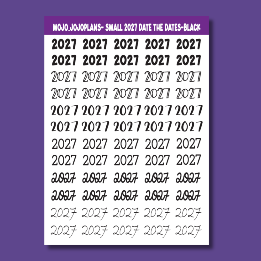2027 Date the Dates Black Sticker Sheet