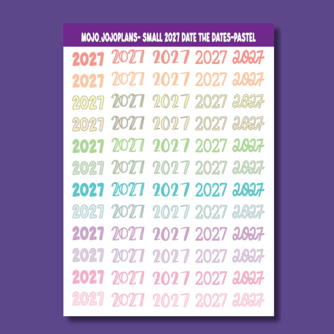 2027 Date the Dates Pastel Sticker Sheet