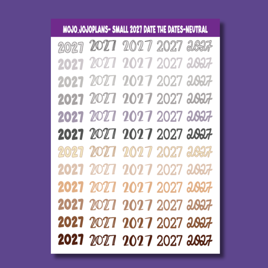 2027 Date the Dates Neutral Sticker Sheet