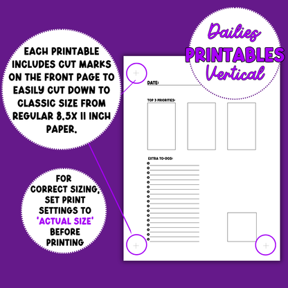 Vertical Daily Sheet Printable (Black)