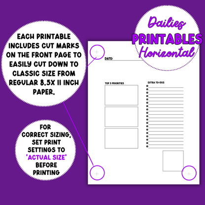Horizontal Daily Sheet Printable (Black)