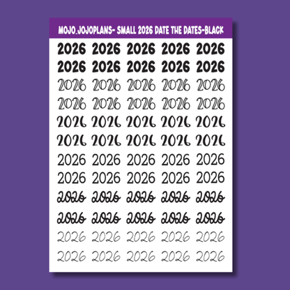 2026 Date the Dates Black Sticker Sheet