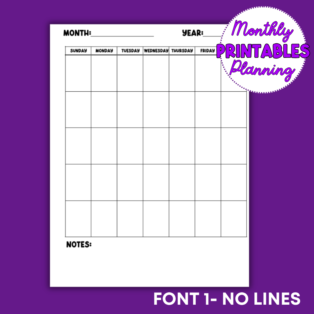 Monthly Planning Printable Sheets