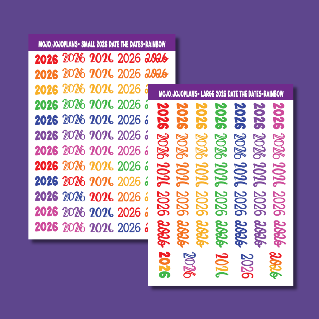 2026 Date the Dates Rainbow Sticker Sheet