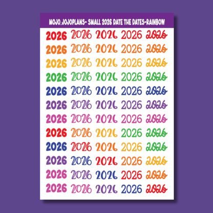 2026 Date the Dates Rainbow Sticker Sheet