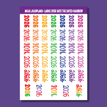 2026 Date the Dates Rainbow Sticker Sheet
