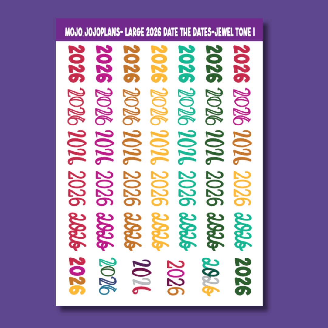 2026 Date the Dates Jewel Tone Sticker Sheet