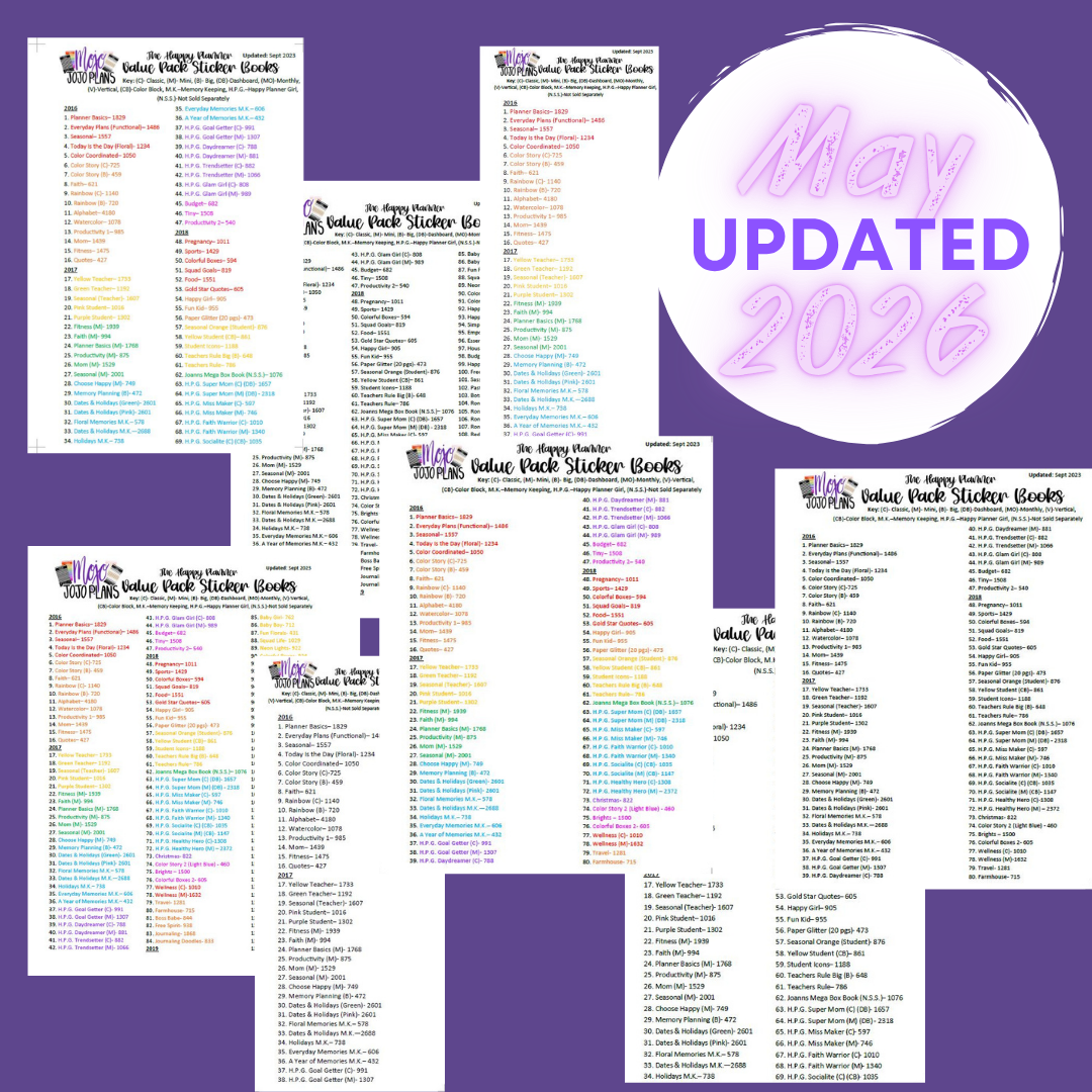 NEW Happy Planner Sticker Lists (Updated May 2026)