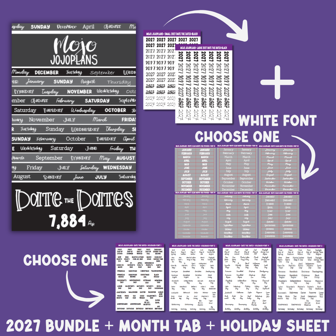 2027 (B.Y.O.) Date the Dates Bundle (White Month Tabs)