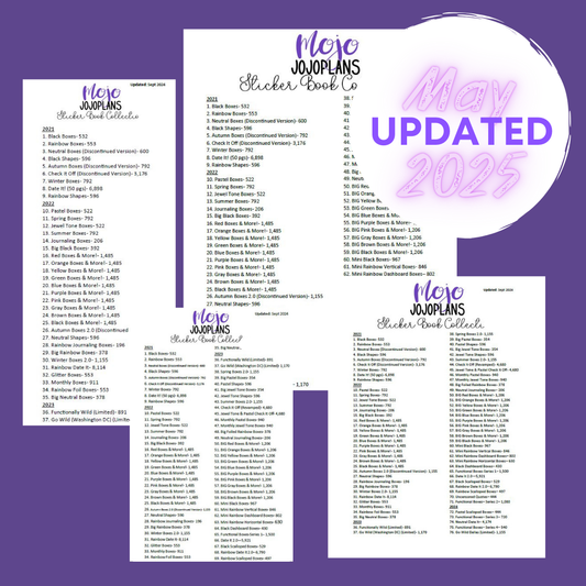Mojo_JojoPlans Sticker Lists (Updated May 2025)
