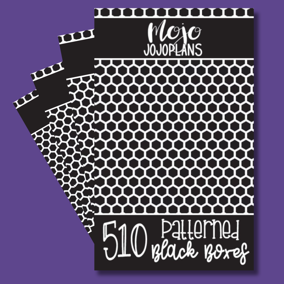 Patterned Black Boxes Sticker Book