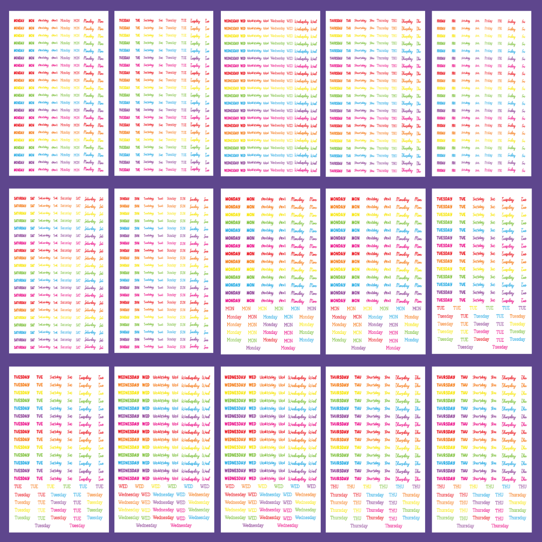 Radiant Rainbow Days of the Week- Date the Dates Sticker Book