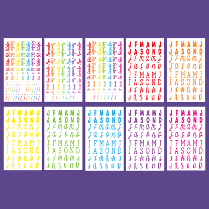 Radiant Rainbow Months- Date the Dates Sticker Book