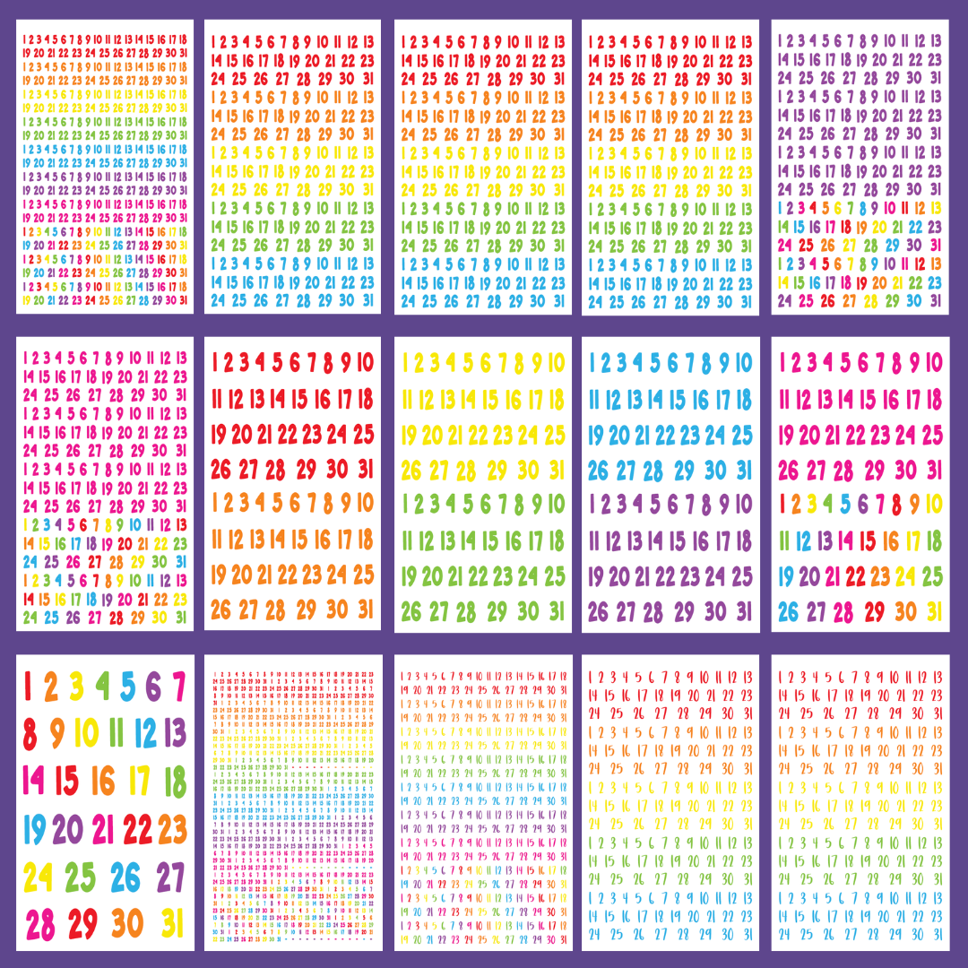 Radiant Rainbow Numbers- Date the Dates Sticker Book