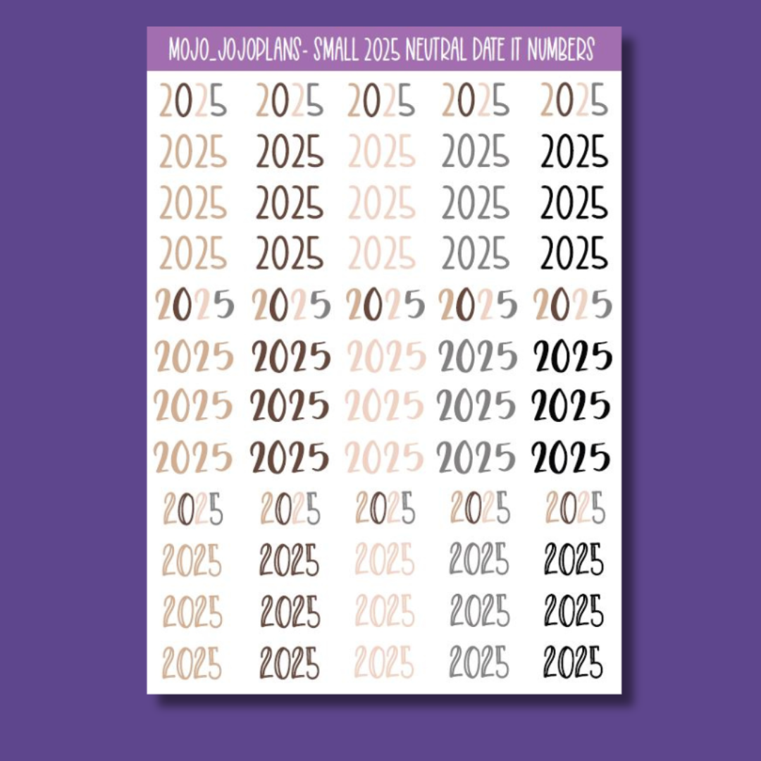 2025 Neutral Date It Sticker Sheet