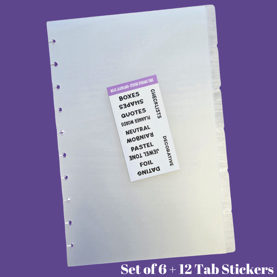 Tabbed Dividers-Sticker Storage Pockets (Set of 6)