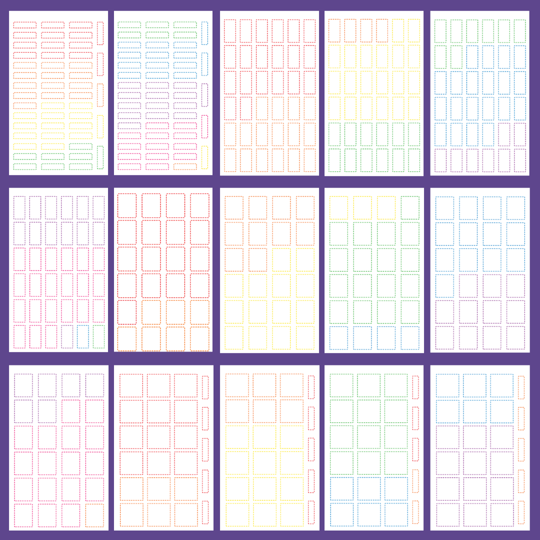 Subtle Rainbow Dashed Boxes Sticker Book