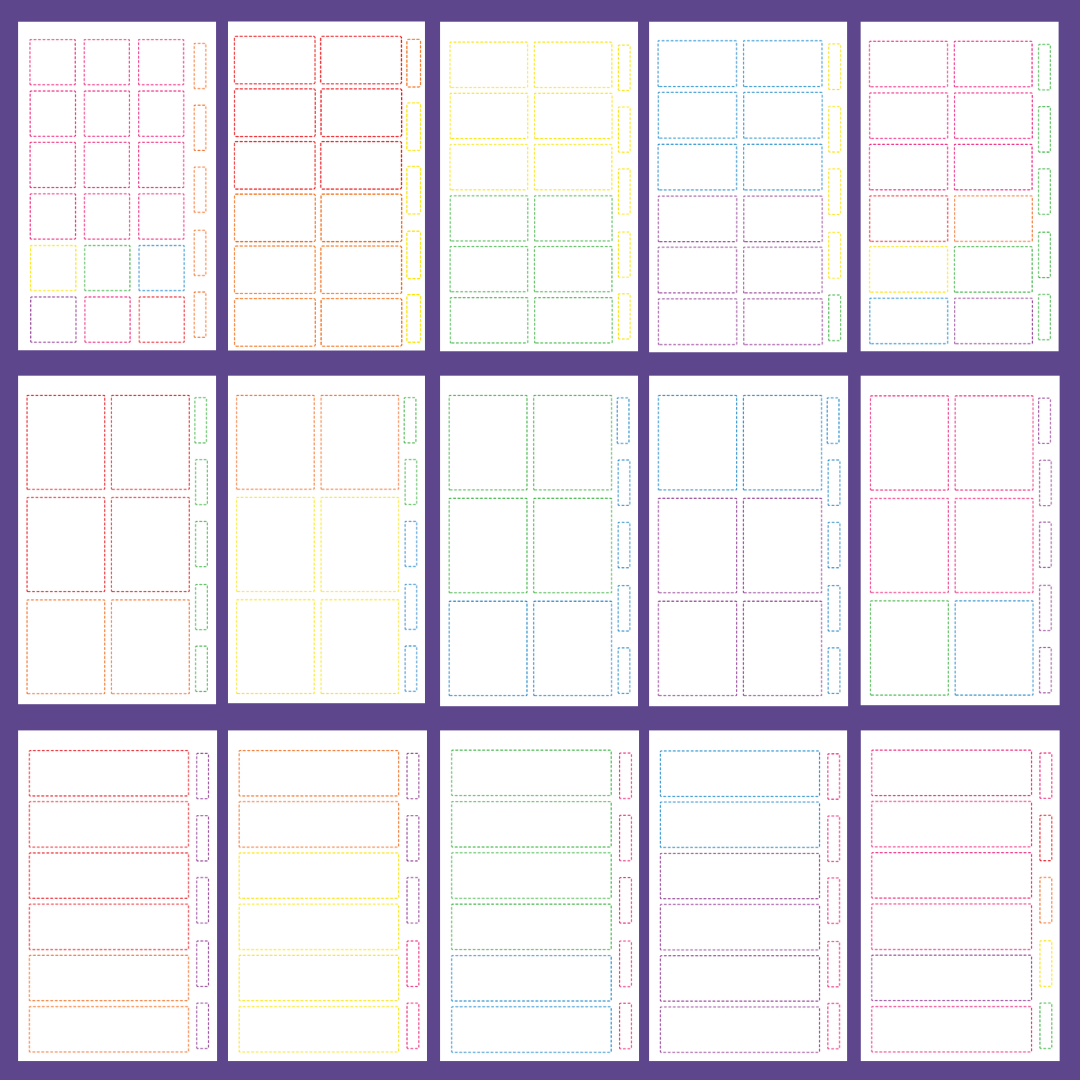 Subtle Rainbow Dashed Boxes Sticker Book