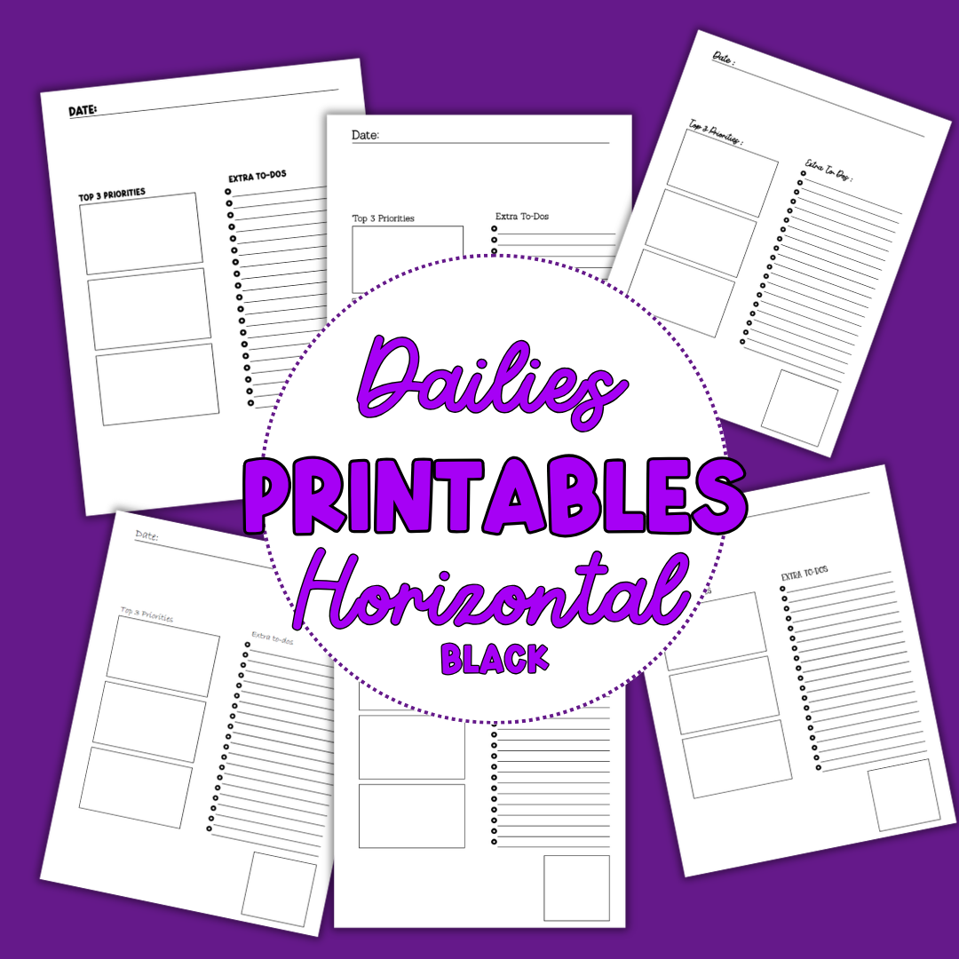 Horizontal Daily Sheet Printable (Black)