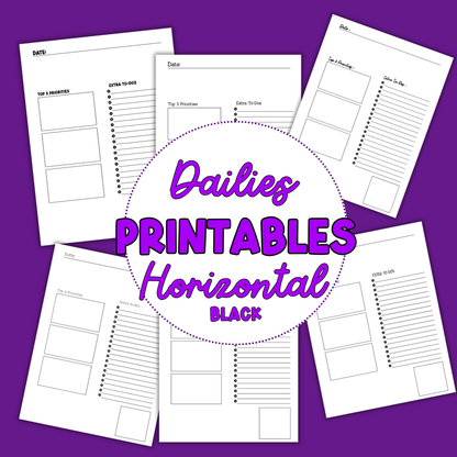 Horizontal Daily Sheet Printable (Black)