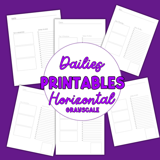 Horizontal Daily Sheet Printable (Grayscale)