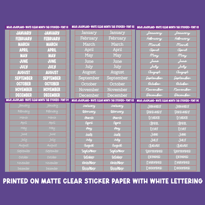 (White) Date the Dates Month Tab Sticker Sheet