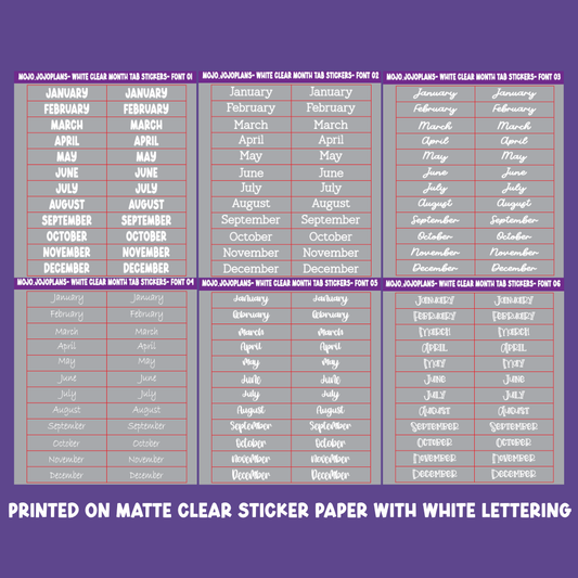 (White) Date the Dates Month Tab Sticker Sheet