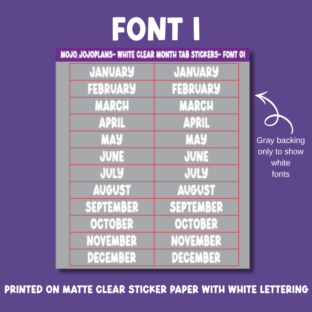 (White) Date the Dates Month Tab Sticker Sheet