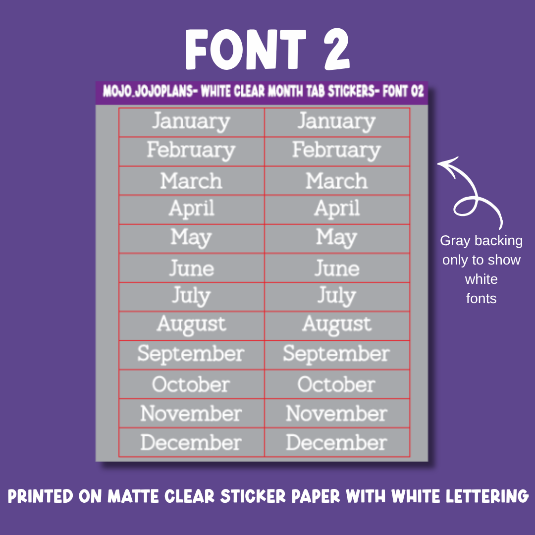 (White) Date the Dates Month Tab Sticker Sheet