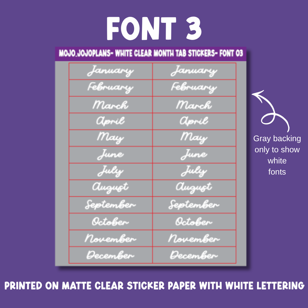 (White) Date the Dates Month Tab Sticker Sheet