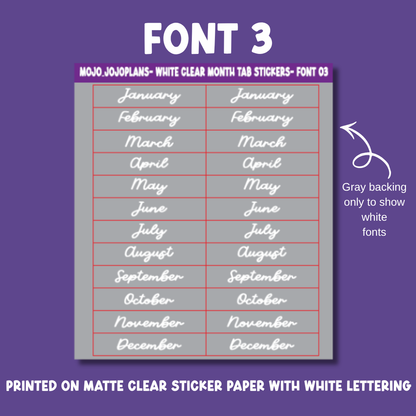 (White) Date the Dates Month Tab Sticker Sheet