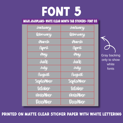 (White) Date the Dates Month Tab Sticker Sheet