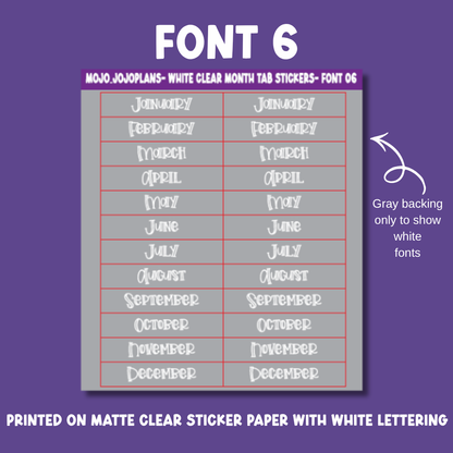 (White) Date the Dates Month Tab Sticker Sheet