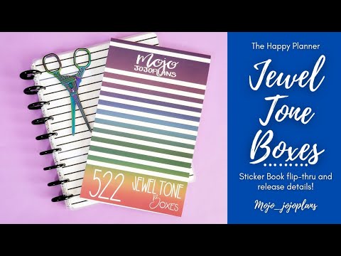 Happy hot Planner Jewel Tone Boxes Stickerbook Missing About 9 Stickers