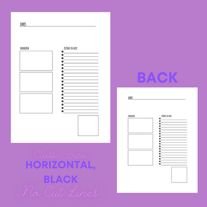 Daily Sheet Printable (Horizontal) (W/O Cut Lines)