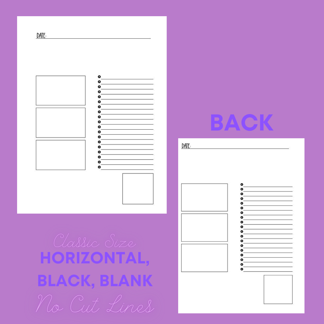 Daily Sheet Printable (Horizontal) (W/O Cut Lines)