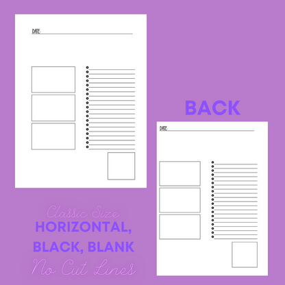 Daily Sheet Printable (Horizontal) (W/O Cut Lines)