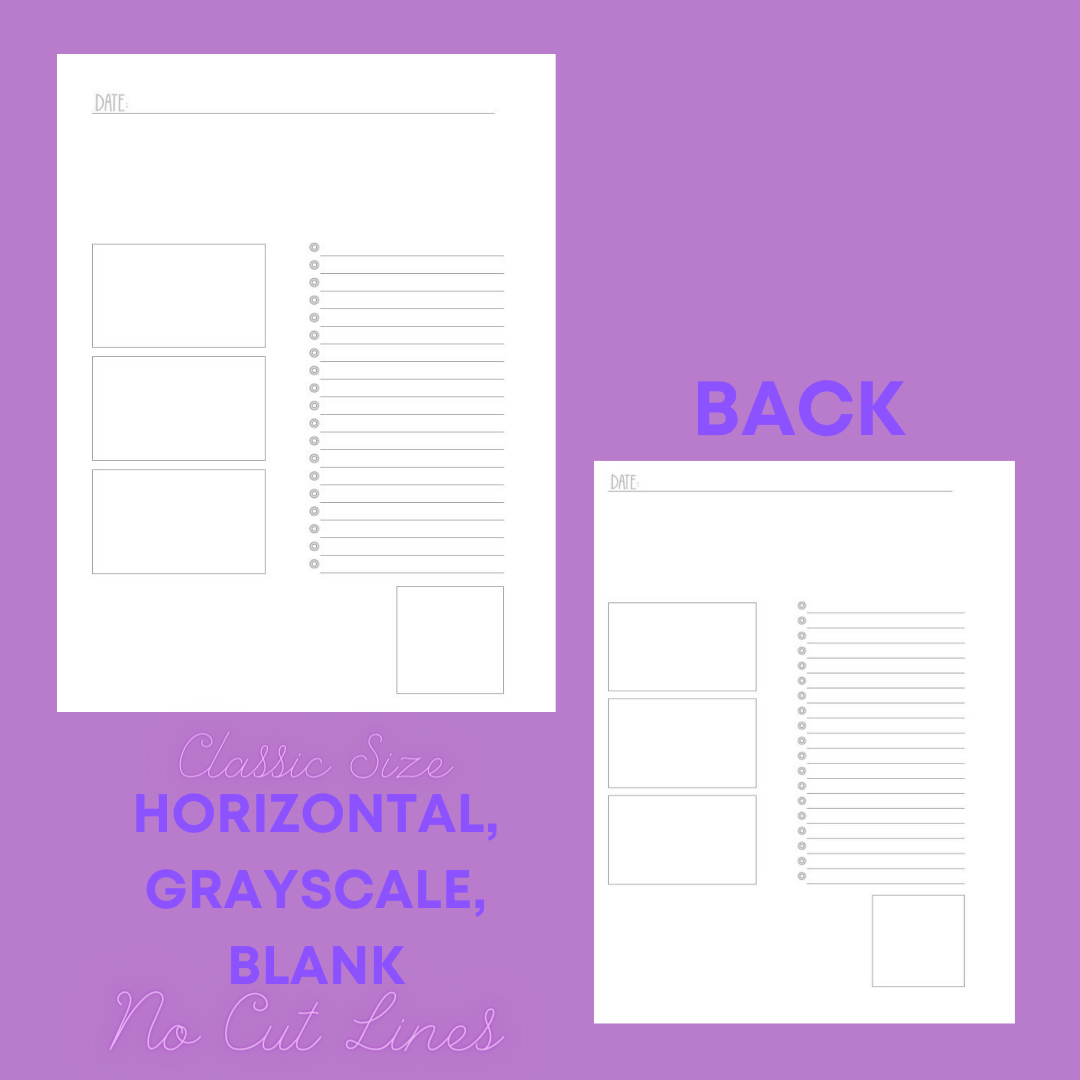 Daily Sheet Printable (Horizontal) (W/O Cut Lines)