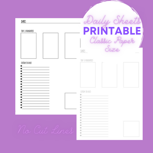 Daily Sheet Printable (Vertical) (W/O Cut Lines)