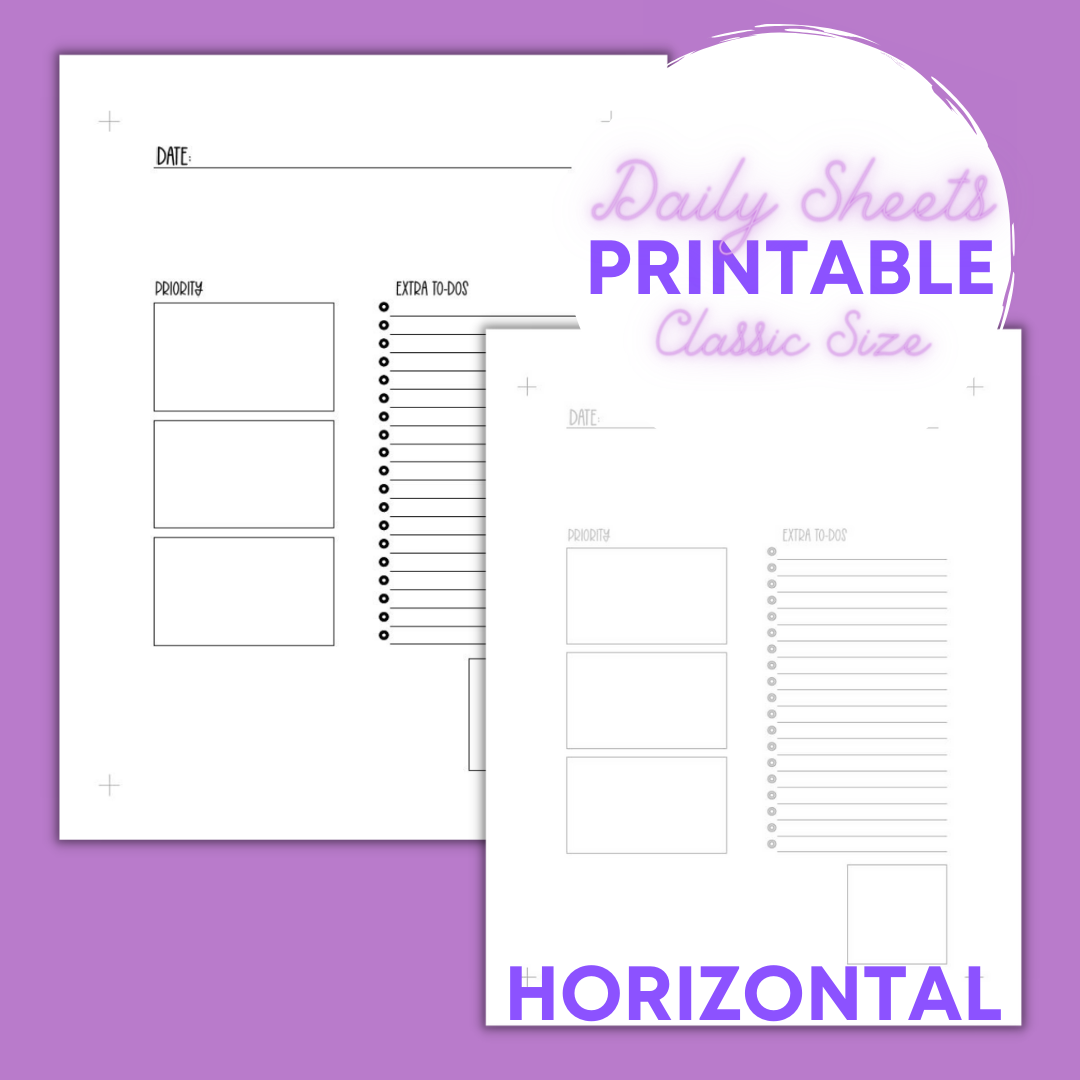 Daily Sheet Printable (Horizontal)