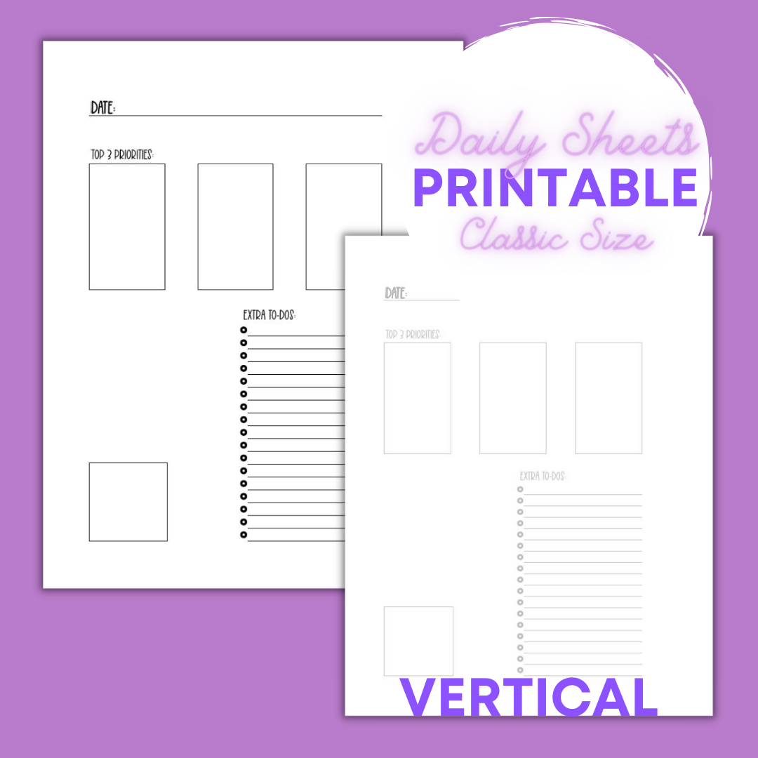 Daily Sheet Printable (Vertical)